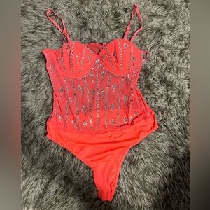 Women’s Pink Beaded Bodysuit